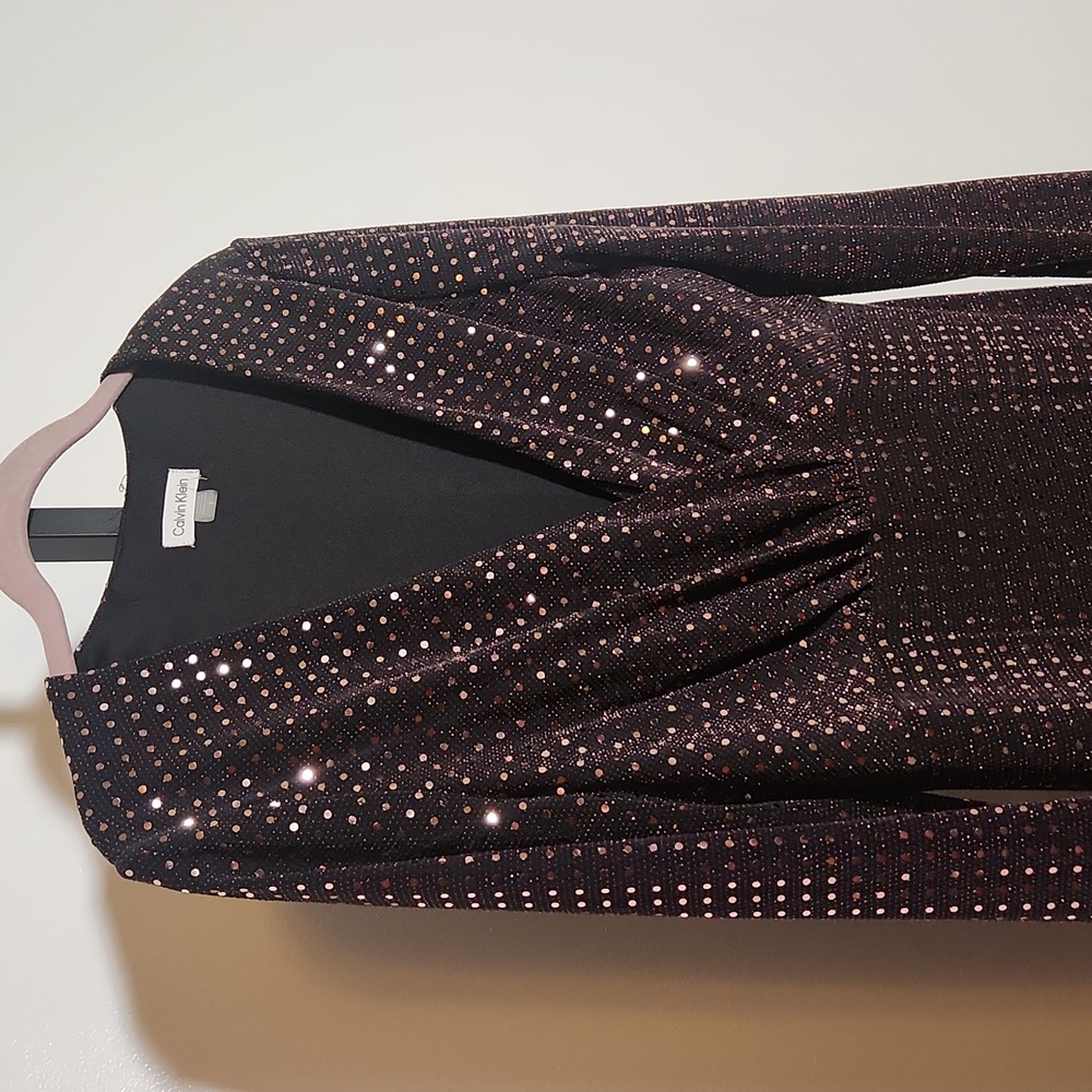 NWT CALVIN KLEIN Sequin Midi Sheath Cocktail Dress, Size 8
